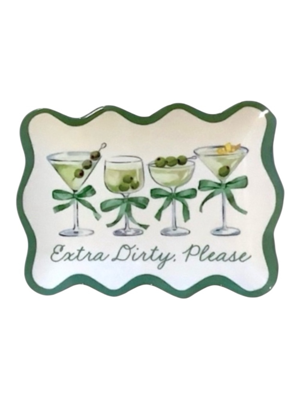Set of 6 Martini Melamine Appetizer Plates Cocktail Party Extra Dirty Please NWT